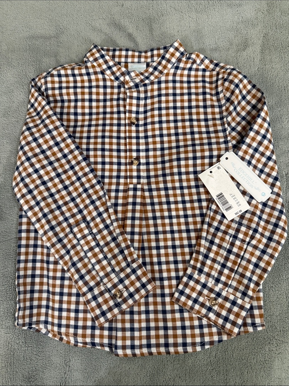 Edgehill Collection Brown, Navy & White Plaid Button-Front Shirt